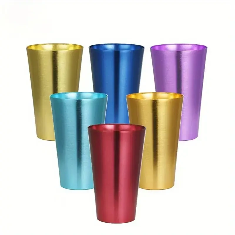 Aluminum Cups - Set of 6 Colorful 16 Oz