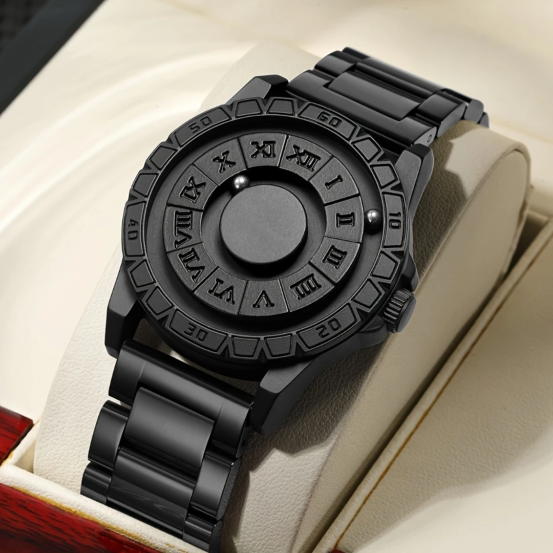 Stylish Men's Quartz Watch with Magnetic Bead Movement