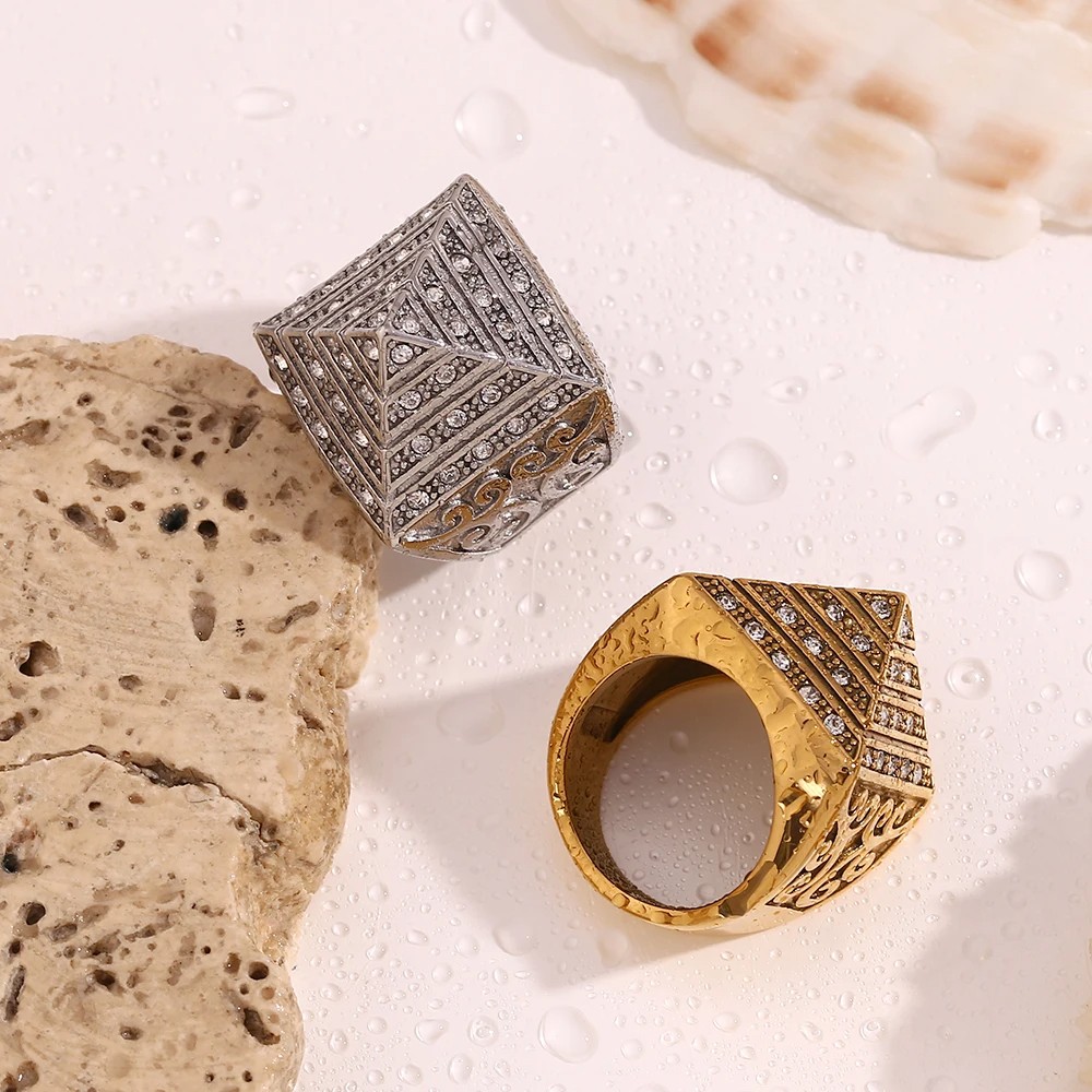 MamacitaSlay New In Vintage Four Story Pyramid Vine Waterproof Mens Ring