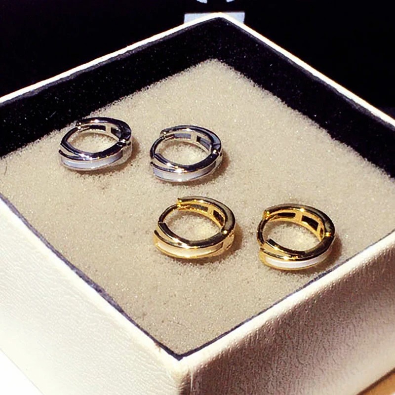 Luxury Exquisite 14K Plated Gold Simple Women Hoop Earrings