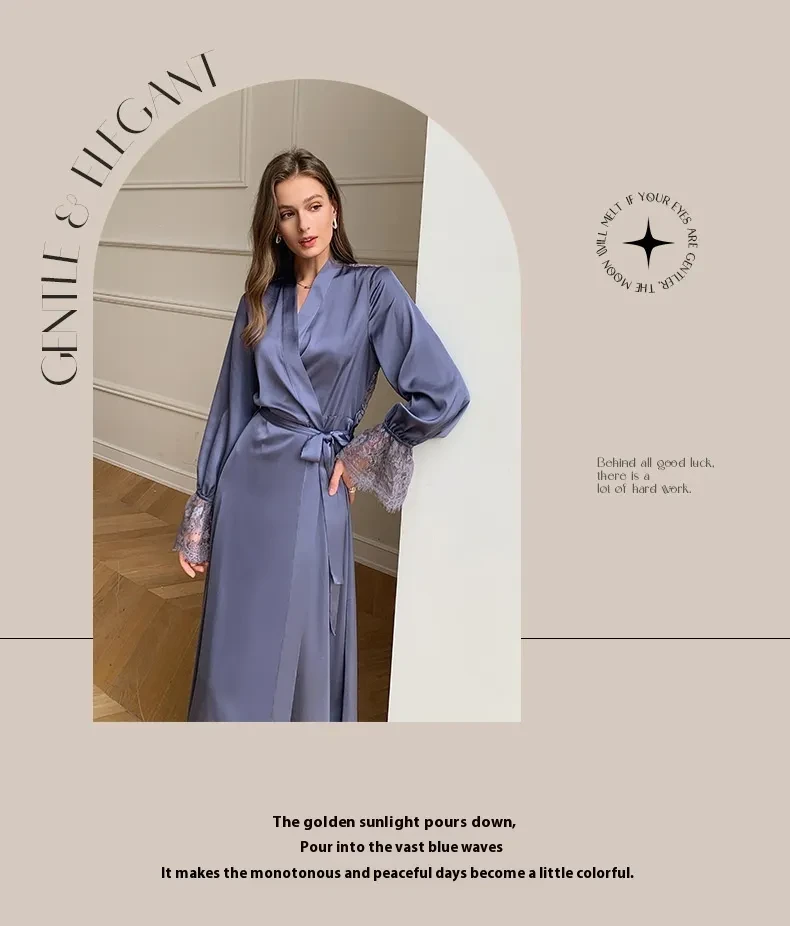 Women's Summer Thin Satin Ice Silk Pajamas Lace Stitching French Elegant Backless Homewear