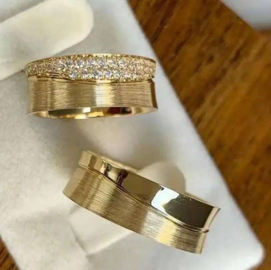 KSRA Fashion Minimalist Exquisite Gold Color Creative Two Piece Set Personal Rings Geometric