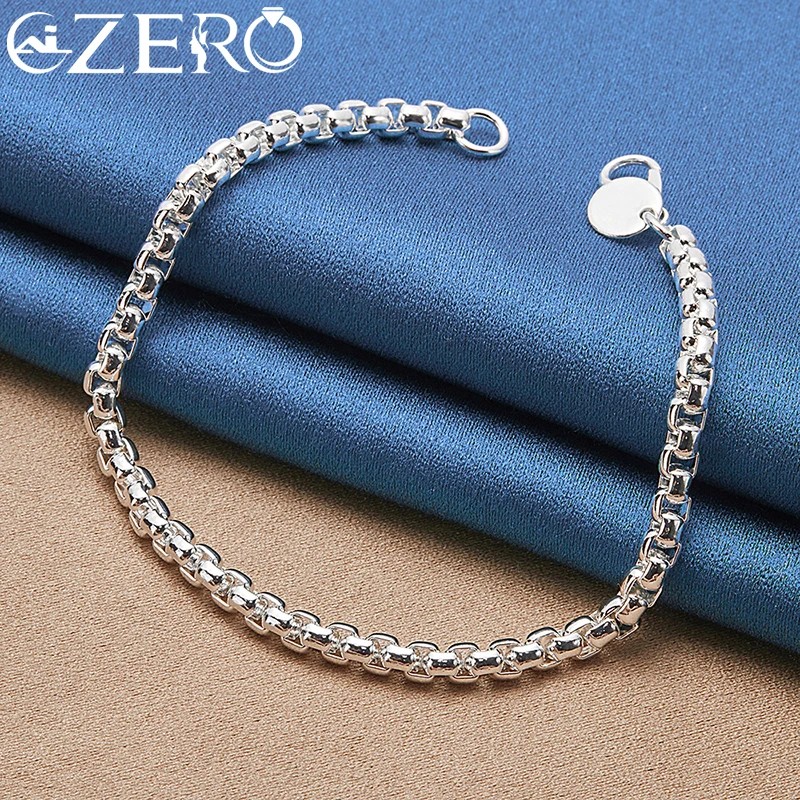 ALIZERO 18K Gold 4mm Round Box Chain Bracelet