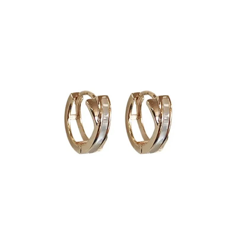 Trendy 14K Real Gold Fritillaria Shell Hoop Earrings