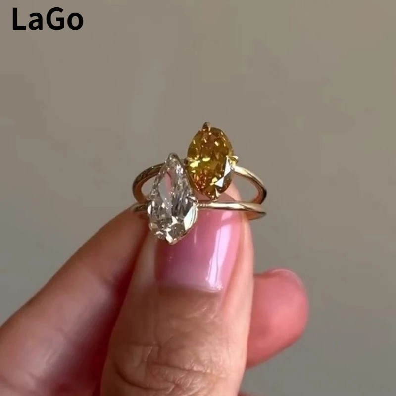 Fashion Jewelry Vintage Temperament Teardrop Glass Rings for Women