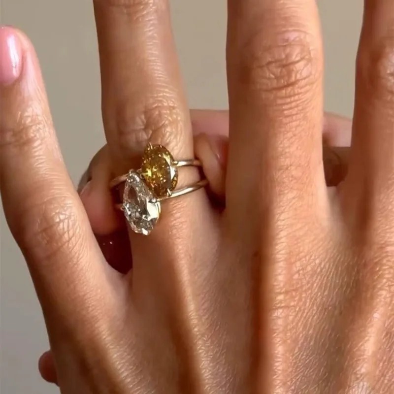 Fashion Jewelry Vintage Temperament Teardrop Glass Rings for Women