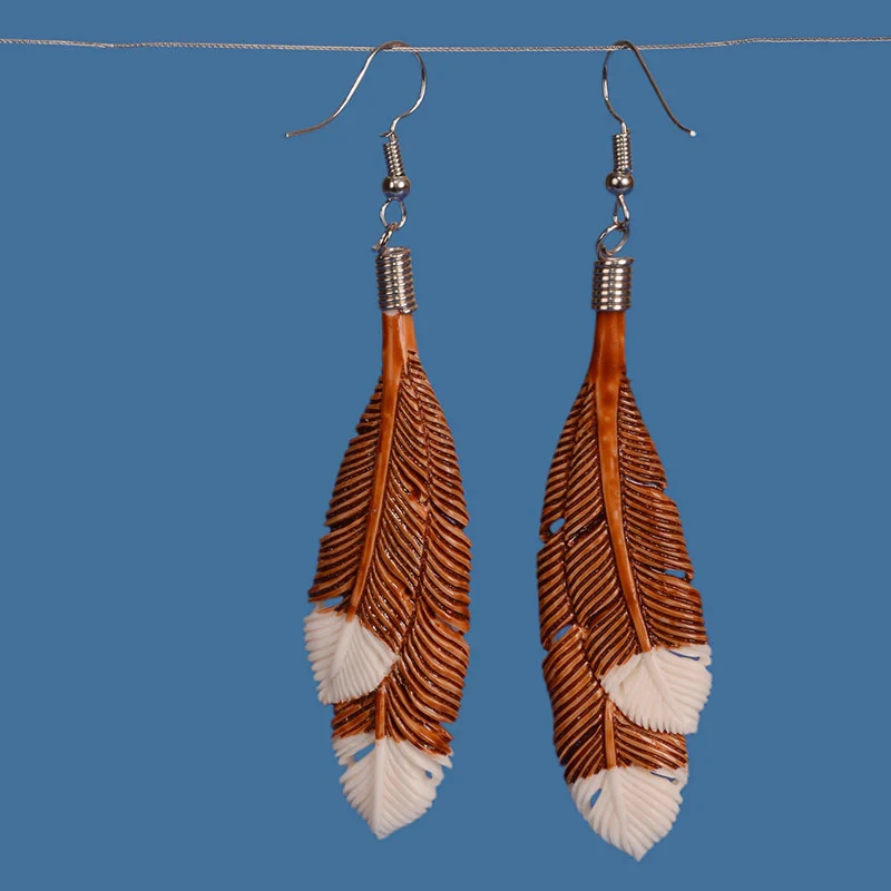 Brown Huia Feather Earrings