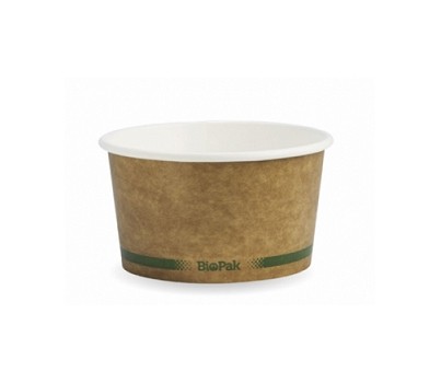 BOWLS BIO KRAFT GREEN STRIPE 12OZ 25s/SLV(BIOPAK BSCK-12-GS)