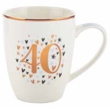 **40TH PASTEL HEART BULLET MUG 12OZ