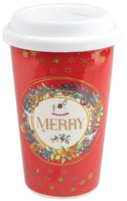 **TRADITIONAL RED MERRY TRAVEL MUG