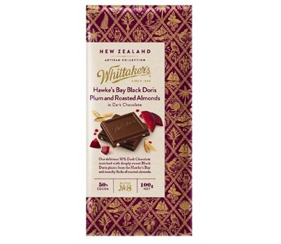 NEW ZEALAND BLACK PLUM & ROASTED ALMOND 100GM (WHITTAKERS)